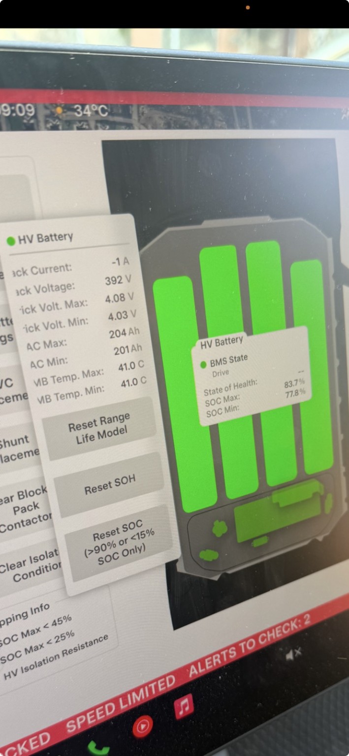 Диагностика HV battery Tesla в сервисном режиме